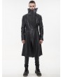 Devil Fashion Black Gothic Punk Do Old Style PU Leather Long Coat for Men