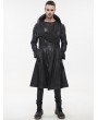 Devil Fashion Black Gothic Punk Do Old Style PU Leather Long Coat for Men