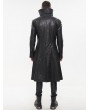 Devil Fashion Black Gothic Punk Do Old Style PU Leather Long Coat for Men