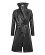 Devil Fashion Black Gothic Punk Do Old Style PU Leather Long Coat for Men