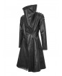 Devil Fashion Black Gothic Punk Do Old Style PU Leather Long Coat for Men