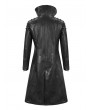 Devil Fashion Black Gothic Punk Do Old Style PU Leather Long Coat for Men