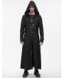 Devil Fashion Black Gothic Punk Rivet Long Hooded Coat for Men