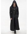 Devil Fashion Black Gothic Punk Rivet Long Hooded Coat for Men