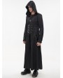 Devil Fashion Black Gothic Punk Rivet Long Hooded Coat for Men