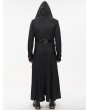 Devil Fashion Black Gothic Punk Rivet Long Hooded Coat for Men