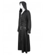 Devil Fashion Black Gothic Punk Rivet Long Hooded Coat for Men