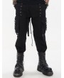 Devil Fashion Black Gothic Punk Casual Rivet Hoop Long Cargo Pants for Men