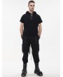 Devil Fashion Black Gothic Punk Casual Rivet Hoop Long Cargo Pants for Men