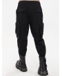 Devil Fashion Black Gothic Punk Casual Rivet Hoop Long Cargo Pants for Men