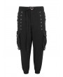 Devil Fashion Black Gothic Punk Casual Rivet Hoop Long Cargo Pants for Men