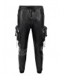 Devil Fashion Black Gothic Punk Rock PU Leather Long Pants for Men