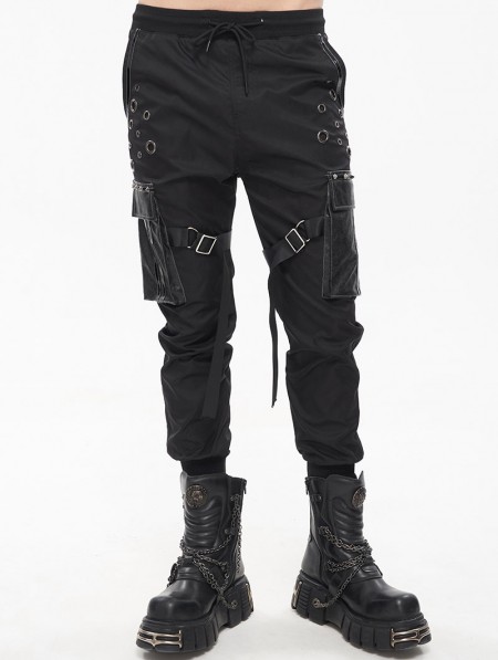 Devil Fashion Black Gothic Punk Big Pockets Streetwear Cargo Pants for ...