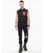 Devil Fashion Black and Red Gothic Punk Ripped Pattern Slim Fit Long Trousers for Men