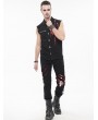Devil Fashion Black and Red Gothic Punk Ripped Pattern Slim Fit Long Trousers for Men