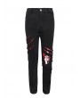 Devil Fashion Black and Red Gothic Punk Ripped Pattern Slim Fit Long Trousers for Men