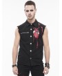 Devil Fashion Black and Red Gothic Punk Unedged Sleeveless Shirt for Men