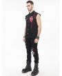 Devil Fashion Black and Red Gothic Punk Unedged Sleeveless Shirt for Men