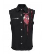 Devil Fashion Black and Red Gothic Punk Unedged Sleeveless Shirt for Men