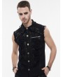 Devil Fashion Black Gothic Punk Rock Ripped Sleeveless Shirt for Men