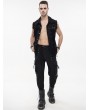 Devil Fashion Black Gothic Punk Rock Ripped Sleeveless Shirt for Men