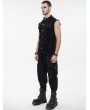 Devil Fashion Black Gothic Punk Rock Ripped Sleeveless Shirt for Men