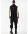 Devil Fashion Black Gothic Punk Rock Ripped Sleeveless Shirt for Men