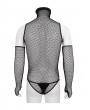 Devil Fashion Black Gothic Mesh Sexy Top with Detachable Sleeves for Men
