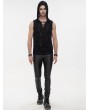 Devil Fashion Black Gothic Vintage Jacquard Hooded Sleeveless T-Shirt for Men