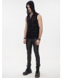 Devil Fashion Black Gothic Vintage Jacquard Hooded Sleeveless T-Shirt for Men