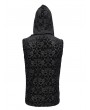Devil Fashion Black Gothic Vintage Jacquard Hooded Sleeveless T-Shirt for Men