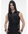 Devil Fashion Black Gothic Punk Chain Skull Net Hooded Sleeveless T-shirt for Men