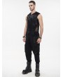 Devil Fashion Black Gothic Punk Chain Skull Net Hooded Sleeveless T-shirt for Men