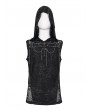 Devil Fashion Black Gothic Punk Chain Skull Net Hooded Sleeveless T-shirt for Men