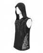 Devil Fashion Black Gothic Punk Chain Skull Net Hooded Sleeveless T-shirt for Men