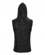 Devil Fashion Black Gothic Punk Chain Skull Net Hooded Sleeveless T-shirt for Men
