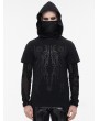 Devil Fashion Black Gothic Punk Pattern Fake Two Piece Hooded Mask T-Shirt for Men