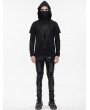 Devil Fashion Black Gothic Punk Pattern Fake Two Piece Hooded Mask T-Shirt for Men