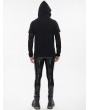 Devil Fashion Black Gothic Punk Pattern Fake Two Piece Hooded Mask T-Shirt for Men