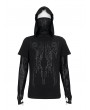 Devil Fashion Black Gothic Punk Pattern Fake Two Piece Hooded Mask T-Shirt for Men