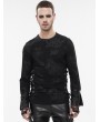 Devil Fashion Black Gothic Punk Spider Web Patterned Long Sleeve T-Shirt for Men