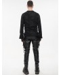 Devil Fashion Black Gothic Punk Spider Web Patterned Long Sleeve T-Shirt for Men