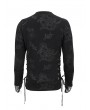 Devil Fashion Black Gothic Punk Spider Web Patterned Long Sleeve T-Shirt for Men