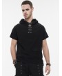 Devil Fashion Black Gothic Punk Hooded Pentagram Short Sleeve T-Shirt for Men