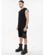 Devil Fashion Black Gothic Simple Casual Hooded Sleeveless T-Shirt for Men
