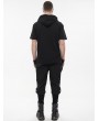 Devil Fashion Black Gothic Punk Zipper Hooded Short Sleeve T-Shirt for Men