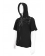 Devil Fashion Black Gothic Punk Zipper Hooded Short Sleeve T-Shirt for Men