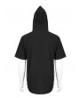 Devil Fashion Black Gothic Punk Zipper Hooded Short Sleeve T-Shirt for Men