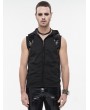 Devil Fashion Black Gothic Punk Skull Sleeveless Hooded Vest Top for Men