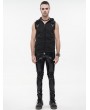 Devil Fashion Black Gothic Punk Skull Sleeveless Hooded Vest Top for Men